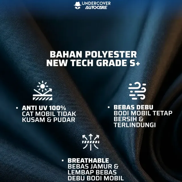 Bahan Polyester New Tech Grade S+ cover Reguler: anti UV, bebas debu, breathable